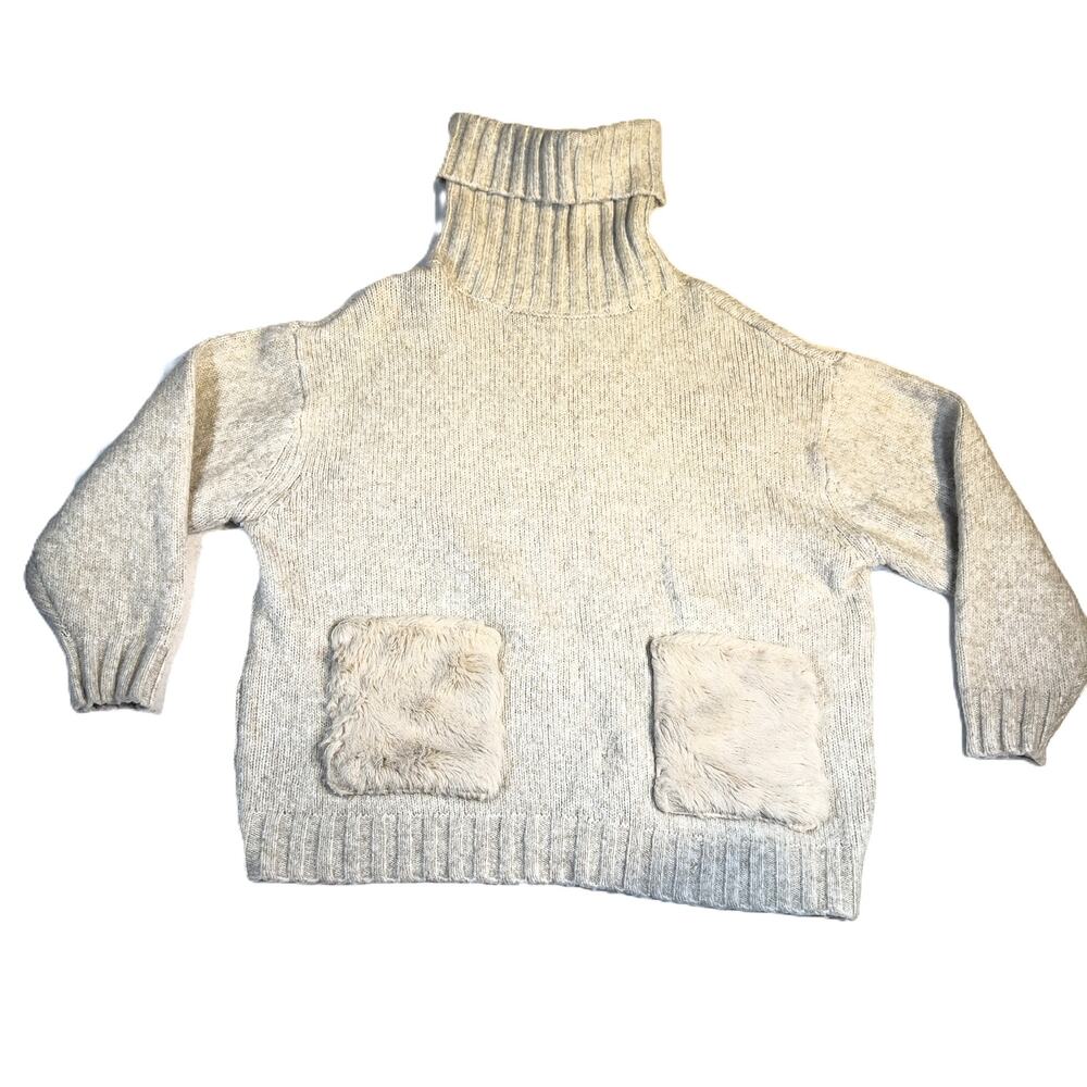 Zara Knit Alpaca Blend Sweater Woman's M Turtleneck Pockets Like a Fluffy Cloud